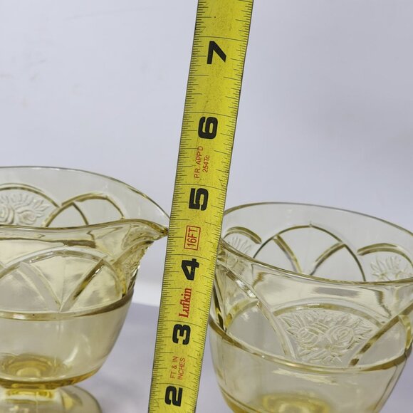 Vintage Yellow Depression Glass Creamer & Sugar Set - Picture 15 of 15